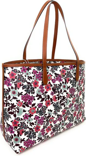 Vista 2 de Tory Burch Kerrington Tote (papel pintado azul crema rojo floral), Rojo