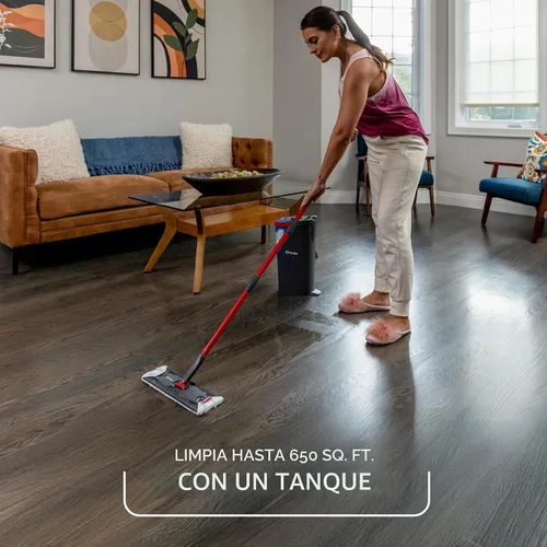 Vista 8 de O-Cedar H2prO Sistema de trapeador plano Herramienta de limpieza rápida Limpia con agua limpia Mopa de microfibra reutilizable y lavable a
