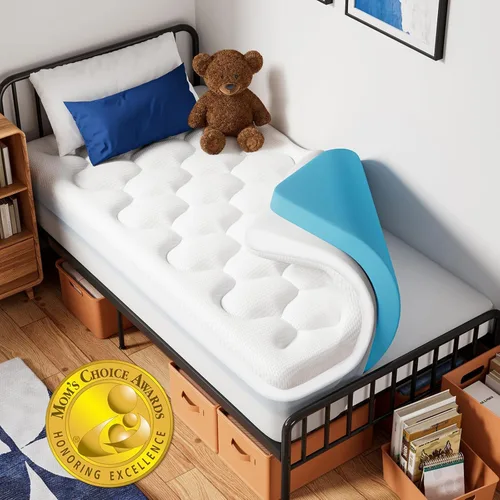 Vista 10 de OhGeni Cubrecolchón de espuma viscoelástica individual XL de 2 pulgadas con funda, funda de cama suave con base antideslizante, mejorado con gel