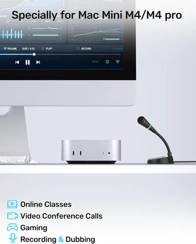Vista 7 de Micrófono USB C para Mac Mini M4/M4 Pro, escritorio Plug & Play, cardioide