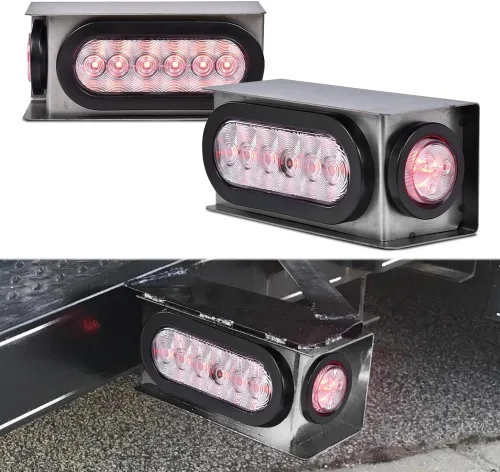 Vista 8 de G-PLUS Kit de caja de acero para remolque LED, compatible con remolque/camión con luz trasera ovalada de 6 pulgadas y lámpara de marcador de 2