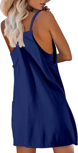 Vista 3 de NIHOND Vestido de tenis de verano para mujer, 2 en 1, vestido corto de entrenamiento de golf, con tirantes delgados, mini vestido de verano atlético