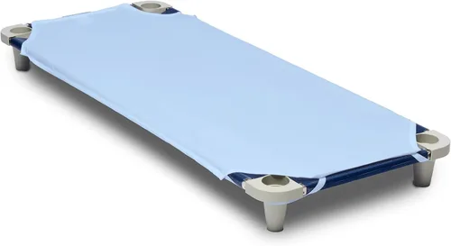 Vista 5 de Rollee Pollee Sábanas de microfibra azul para cuna, súper suaves y duraderas con bucles elásticos, ideales para preescolar y guardería para siestas