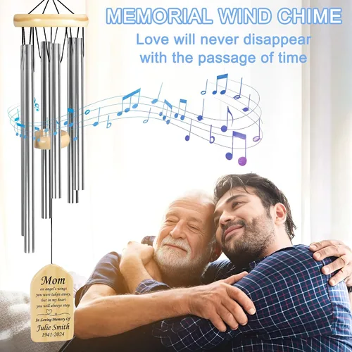 Vista 3 de Campanillas de viento conmemorativas para la pérdida de la madre, regalo de condolencias en memoria de mamá