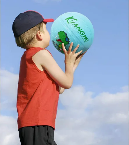 Vista 7 de Pelota de baloncesto de goma Kuangmi, tamaño 5 (27.5"), tamaño 4 (25.5"), hecha para juegos deportivos al aire libre y en interiores, parque, playa