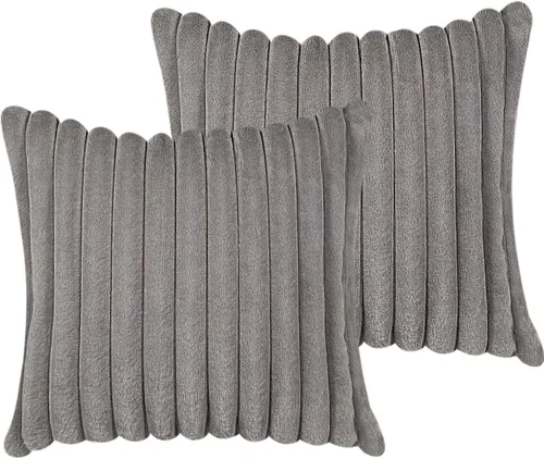 Vista 9 de Juego de 2 fundas de almohada decorativas de 16 x 16 pulgadas, fundas decorativas de piel sintética para cama, sofá, funda de almohada suave y Negro