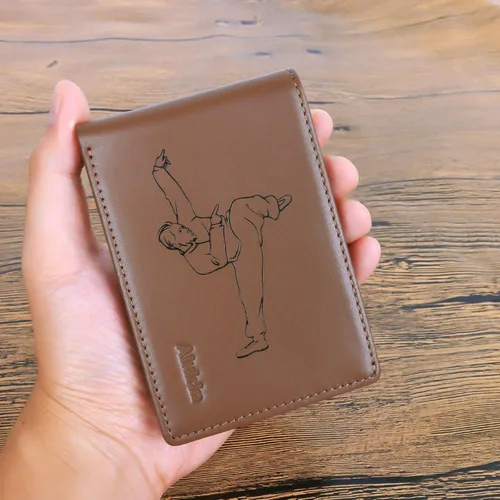 Vista 7 de Aikirin Hombres creativos pintura cartera cuero genuino RFID plegable delgado dinero clip pintado a mano tarjetas titular para los hombres