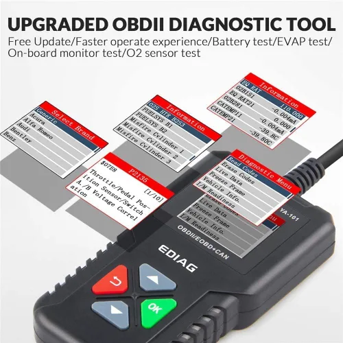 Vista 2 de KINGBOLEN Escáner OBD2, lector de código, herramienta de escaneo de verificación de luz de motor automotriz comprueba el sensor O2 y los sistemas