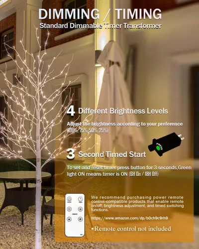 Vista 4 de Tybeeu Árbol de abedul iluminado de 3 pies con 64 luces LED blancas cálidas para decoración de vacaciones, diseño realista, certificado UL