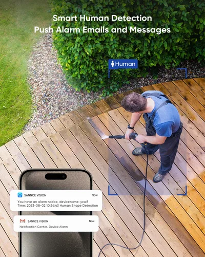 Vista 3 de SANNCE Grabador DVR de 16 canales 1080P con función de alerta por correo electrónico y detección de movimiento, salida HDMI 1080P, sin HDD y cámara
