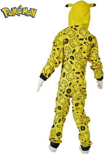 Vista 8 de Pokemon Pijama de una pieza para niños, disfraz de Pikachu con capucha o para dormir con cremallera frontal, tallas 4-10, Multi