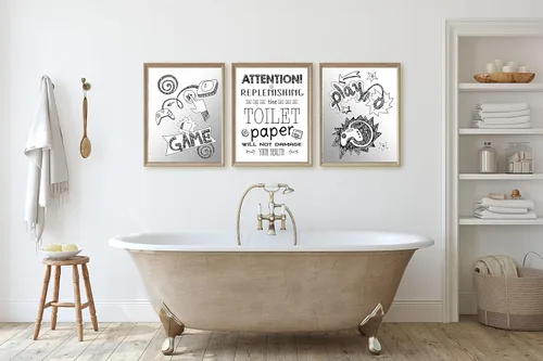 Vista 2 de Decoración de pared de baño con temática de videojuegos (juego o tres) Gamer Bath