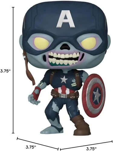 Vista 7 de POP Marvel: What If? - Figura de vinilo Zombie Captain America Funko Pop! (incluye funda protectora compatible con caja Pop Box), multicolor, 3.75