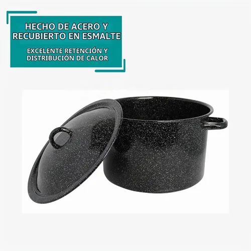 Vista 3 de MIRRO Olla esmaltada para conservas de 7.75 cuartos de galón, color negro