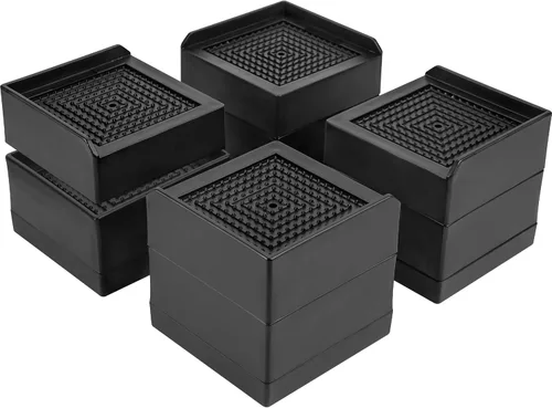 Vista 8 de Elevadores de muebles BTSD-home de 1.5 pulgadas Elevadores de muebles de perfil bajo para sofás, sillas y patas de mesa, cuadrado negro, paquete