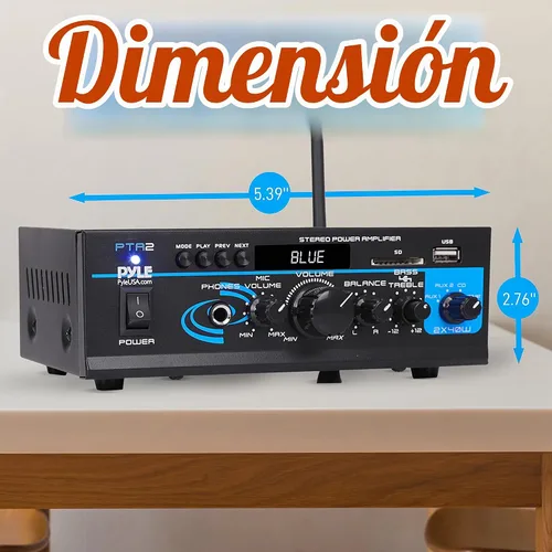 Vista 6 de Pyle Home Mini - Amplificador de potencia estéreo (2 x 40 W) PTA2 mini amperio