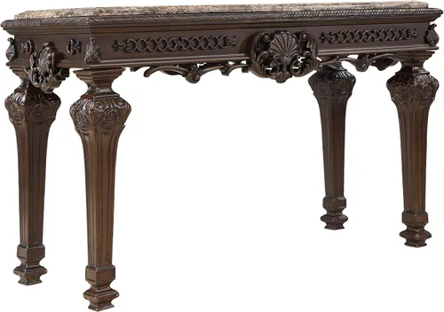 Vista 4 de Toscana - Mesa consola rectangular tradicional de 54 pulgadas, color cereza