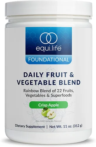 Vista 8 de Equilife Suplemento diario de frutas y verduras, 22 frutas, verduras y superalimentos para apoyar la energía y la salud general, fibra, sin azúcar