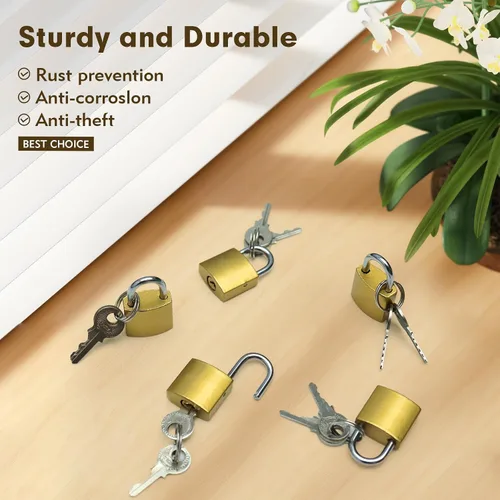 Vista 4 de 6 cerraduras de equipaje de cobre con llaves, cerraduras de metal con llave, cerradura de casillero de gimnasio escolar, cerradura de maleta