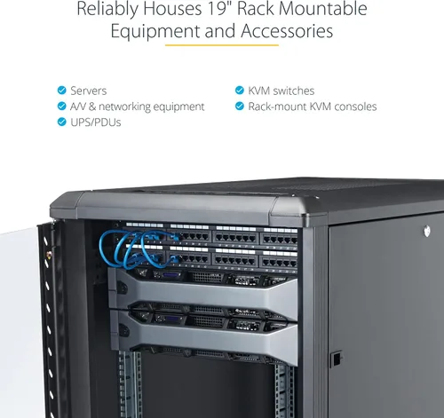 Vista 5 de StarTech.com Armario de Bastidor de Servidor de 4 Postes 12U, Gabinete de Bastidor de Datos de 19" para Equipo de TI / Red, con Rieles de Montaje