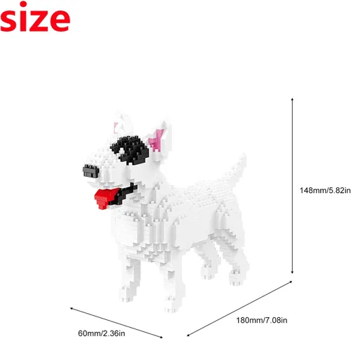 Vista 2 de Larcele Micro Bloques de Construcción Conjunto de Animales, Mini Ladrillos de Juguete de Construcción 3D, 797 Piezas KLJM-05(Bull Terrier)