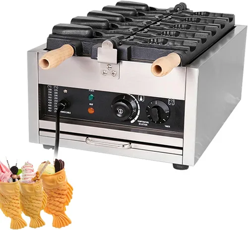 Vista 9 de Taiyaki - Plancha para hacer gofres de pescado, máquina eléctrica Taiyaki, máquina para hacer gofres de mermelada o helado de uso comercial