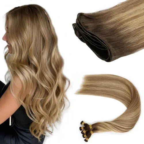 Vista 14 de ABH AMAZINGBEAUTY HAIR Extensiones de cabello humano Remy real para coser, atadas a mano, color negro azabache de 18 pulgadas, para mujer, 1.76 onzas