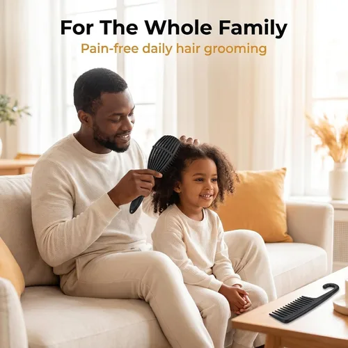 Vista 5 de URTHEONE Cepillo desenredante para cabello rizado, grueso, fino, ondulado, uso en seco y húmedo para mujeres, hombres y niños, cepillo portátil
