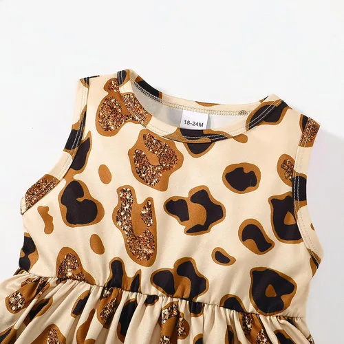 Vista 3 de YWFSHOP Vestido y cárdigan para niñas pequeñas, sin mangas, vestido de juego y volantes, bolero de hombros de 18 meses a 6 años