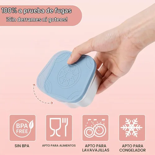 Vista 5 de Caperci Paquete de 3 Recipientes de Acero Inoxidable para Aperitivos con Tapas de Silicona - Recipientes Pequeños para Alimentos de 8 onzas a Prueba