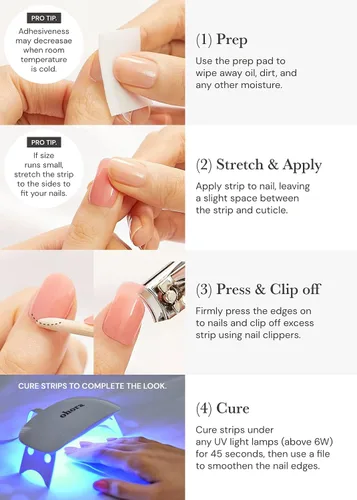 Vista 6 de ohora - Tiras de uñas de gel semicuradas (N Bare Apricot), funcionan con cualquier lámpara para uñas, larga duracion, con 2 almohadillas