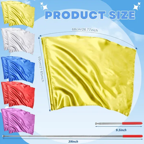 Vista 2 de Mindsoft 10 banderas de adoración de baile de alabanza de 21.6 x 26.8 pulgadas con barra escalable, bandera rectangular de ala de ángel, banderas