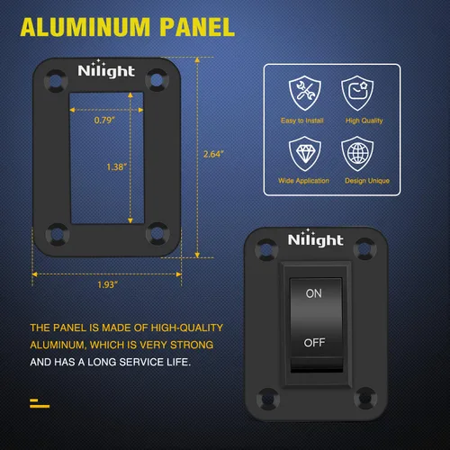 Vista 4 de Panel de Interruptor de Encendido/Apagado Nilight 4 PIN DPST, Interruptores de Palanca Panel 12V 20A, Carcasa de Interruptor de Aluminio Anodizado