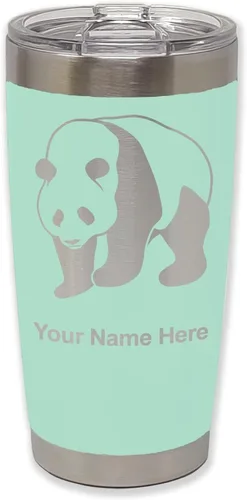 Vista 26 de LaserGram Vaso aislado al vacío de 20 onzas, oso panda, grabado personalizado incluido (negro)