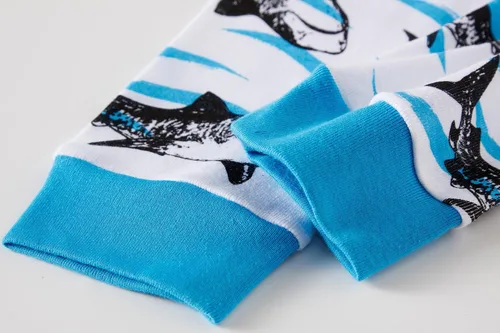 Vista 6 de Pijama de dos piezas para niños pequeños con dinosaurio que brilla en la oscuridad, 100 % de algodón ropa de tiburón para dormir tamaño 2-10T