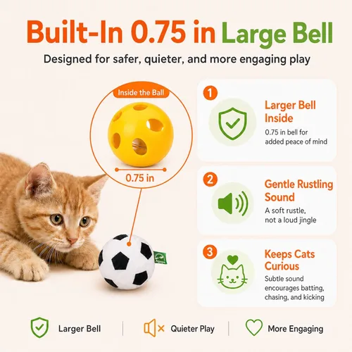 Vista 6 de Agape Juguetes para gatos 100% rellenos de hierba gatera y vid plateada, bolas interactivas para masticar y patear para gatos