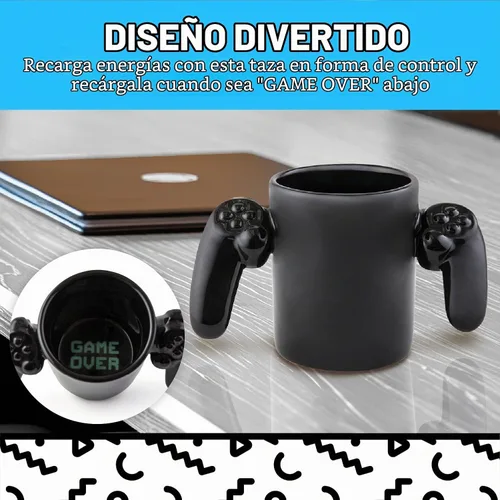 Vista 4 de BigMouth Inc Game Over, taza de cerámica, color negro
