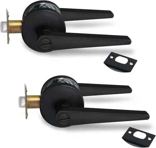Vista 26 de MD8820-DB-BK-1P - Manija de puerta de privacidad sólida para dormitorio y baño, acabado negro mate
