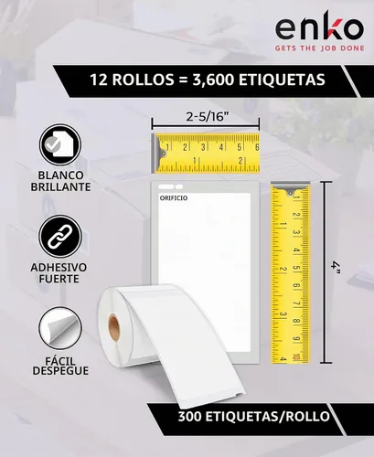 Vista 2 de enKo 30256 12 rollos 3600 etiquetas de dirección y envío