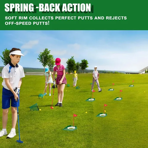 Vista 4 de Lenwen El juego de mini golf para interiores para niños y familia incluye 2 putter de golf ajustables para jugadores diestros o zurdos, 10 pelotas