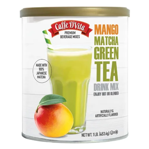 Vista 7 de Caffe D'Vita Mezcla de bebida de té verde matcha, polvo de té verde matcha japonés, sin gluten, baja en grasa, sin colesterol, sin aceites