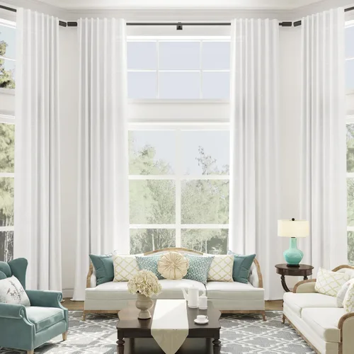 Vista 15 de Cortinas de lino extralargas de 144 pulgadas de largo para sala de estar con pestaña superior, cortinas modernas estilo casa de campo de dos pisos