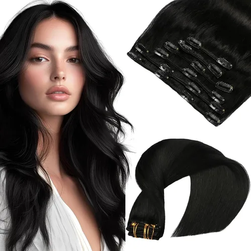 Vista 27 de VINBAO Extensiones de cabello humano con clip, balayage, color marrón ceniza a rubio caramelo, 14 pulgadas, 6 unidades, 3.53 onzas, 6