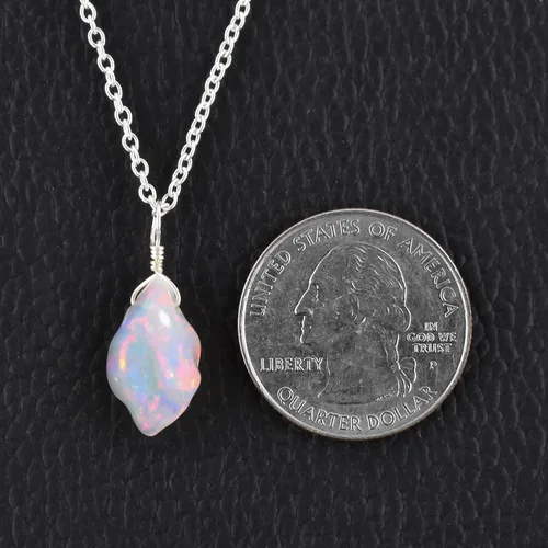Vista 6 de Collar con colgante delicado de piedras preciosas crudas para mujer, piedra natal natural, joyería hecha a mano, cristal curativo de chakras, cadena