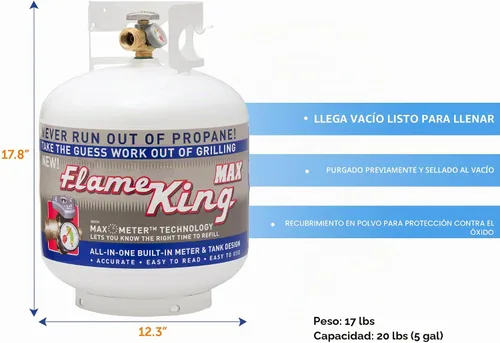 Vista 6 de Flame King YSN230b - Cilindro de tanque de propano de acero de 20 libras con válvula OPD y calibre integrado, vertical de 20 libras
