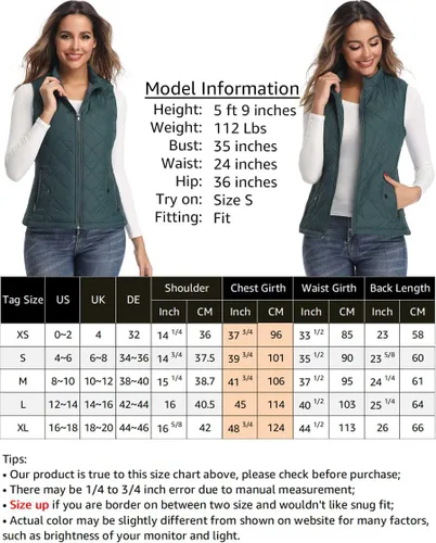 Vista 4 de Chaleco para exteriores de mujer, chaleco acolchado ligero con cremallera y cuello alto.