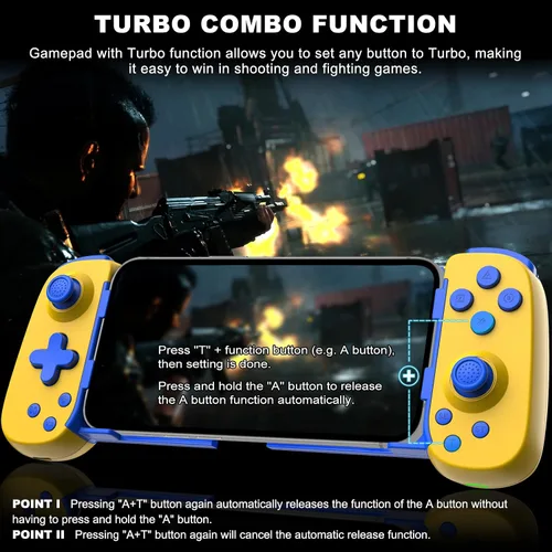 Vista 3 de arVin Wireless Game Controller for iPhone 1515 Plus15 Pro15 Pro Max141312iPadAndroidSamsung Galaxy 232221TabletSwitchPS4PC Gamepad with Hall Effect