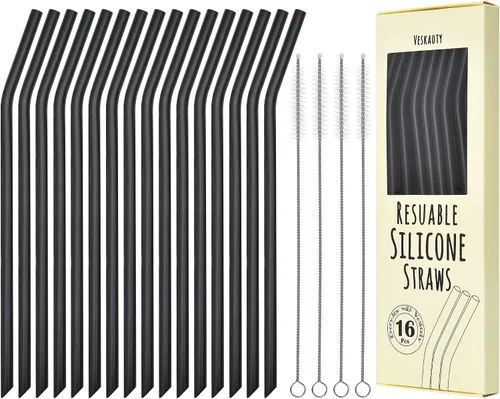 Vista 6 de Pajitas reutilizables de silicona transparente, 8 popotes flexibles largos con 2 cepillos de limpieza para vasos Yeti/Rtic/Ozark de 20 y 30 onzas