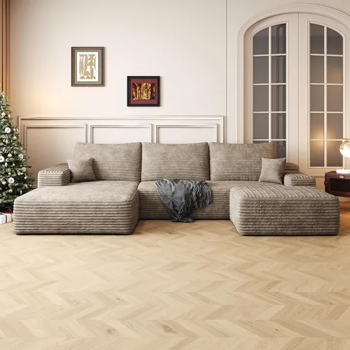 Vista 10 de AUGOP Sofá modular moderno de 96 pulgadas para sala de estar, sofá modular con sofás en forma de L, sofá tapizado sin hueso, asiento profundo, sofá