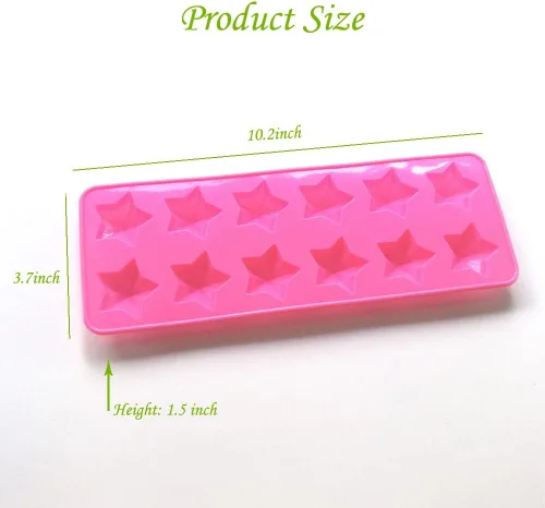 Vista 8 de Molde de chocolate con estrella, reutilizable de silicona de cinco puntas para hacer chocolates, cubitos de hielo, gelatinas y dulces (rosa)